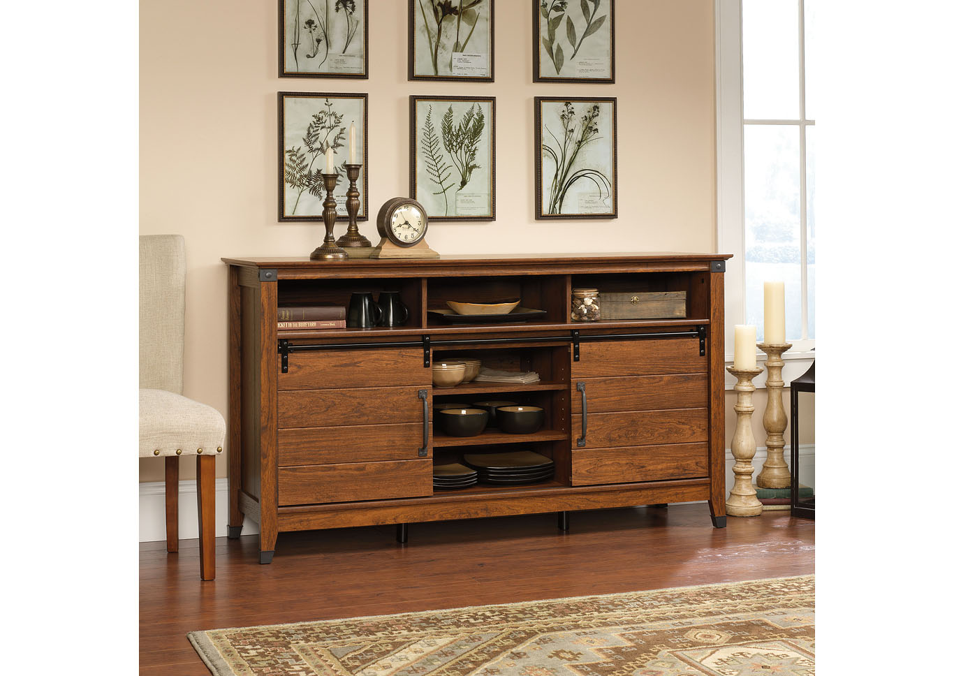 Carson Forge Washington Cherry Credenza,Sauder